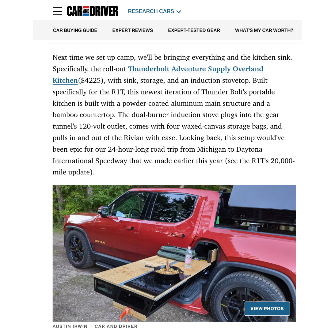 Thunderbolt Adventure Supply Overland Kitchen Featured in Car and Driver